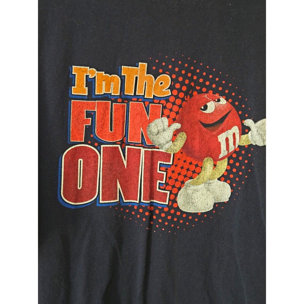 M&M's "I'm the FUN ONE" Red Character Navy Blue T-Shirt Candy & Nuts 2009, XL
